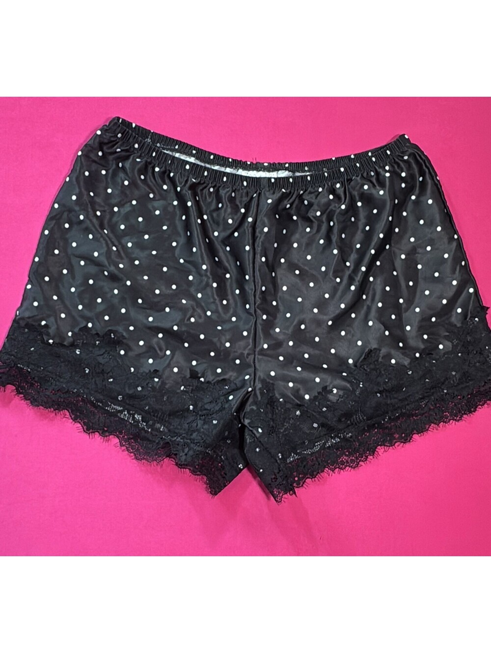 Zoe + Liv Work Size S Black Beauty Polka Dot Lace Trim Sleep Shorts Size S New